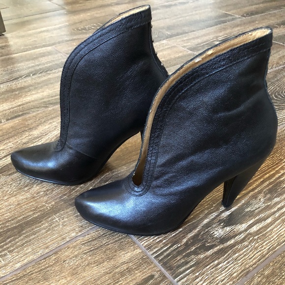 ankle boots with open front